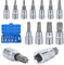 Gueenky 13 Pièces Douille Torx Male, T8 - T70 Embout Torx Douille Etoile 1/4 3/8 1/2, Coffret Douille Torx Douille a Embout 6 Pans, 37 mm/48 mm/55 mm Long