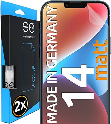 2x se® 3D SCHUTZFOLIE Entspiegelt für Apple iPhone 14,Anti-Staub, 100% Fingerabdruck & FaceID kompatibel, einfache blasenfreie Installation, Ultra-Klar, Stoß-Kratzfest, aus Deutschland
