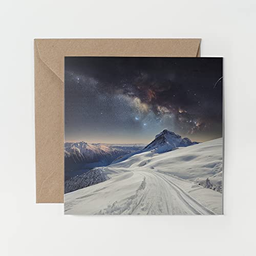 1 x Grußkarte – Northern Lights Mountain Ski Schnee Art Geschenk #0052