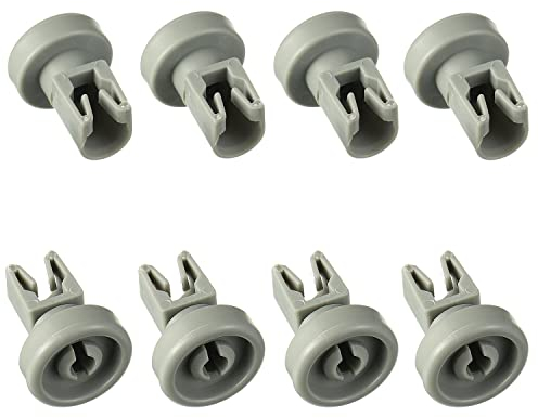 BOJACK Dishwasher Wheels Universal for Most Standard Dishwasher Upper Basket Wheel Spare Parts Compatible with AEG, Favorit, Privileg, Zanussi, Juno (Pack of 8)