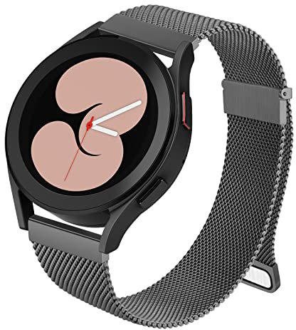 Strap compatible with Samsung Galaxy Watch 4 Strap 40mm 44mm, Galaxy Watch 4 Classic Band 42mm 46mm, 20mm Stainless Steel Metal Bracelet with Enhanced Magnet for Samsung Watch 4 (20mm, Space grey)