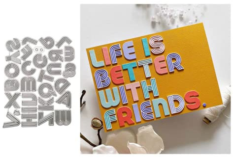 Sredwtk Stanzschablonen Buchstaben und Zahlen Cutting Dies Metall Prägeschablone Stanzformen Schablonen für Scrapbooking DIY Grußkarten zum Geburtstag Einladung zur Einschulung (Buchstaben A)