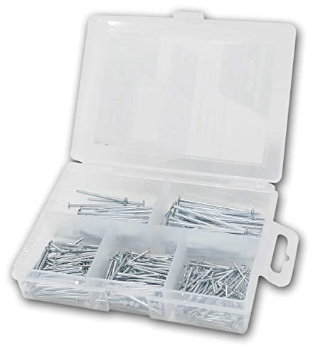 world-trading-net - Assortimento di chiodi in acciaio da 275 parti, 5 diverse misure, lunghezze da 2 a 5 cm, scatola assortimento per una conservazione ottimale
