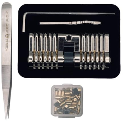 KSEC Pro Pick Cutaway Euro Cylinder Practice Lock - Enhanced Training Tool & Pinning Set