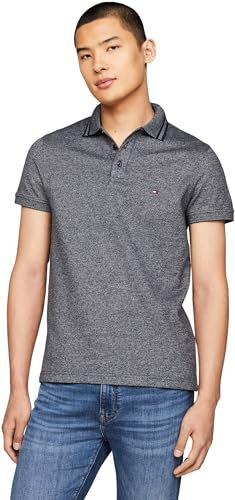 Tommy Hilfiger Homme Polo Manches Courtes Slim, Bleu (Desert Sky/White), XL