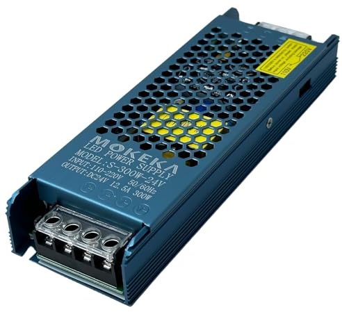 Alimentatore 24V 12.5A 300W, Trasformatore AC 110/220V a DC, MOKEKA Interruttore di Alimentazione Elettrica per Tensione
