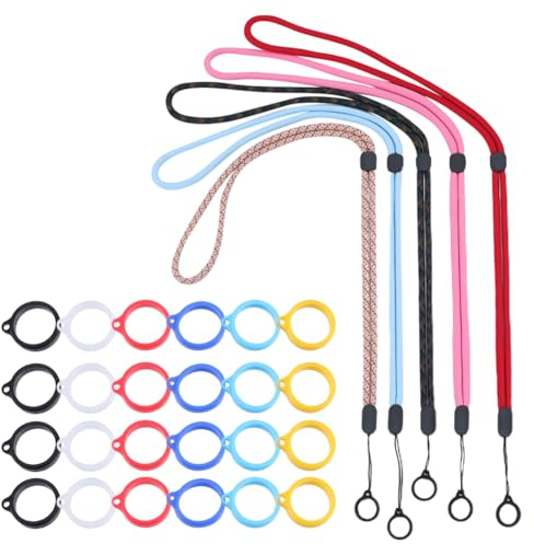 GORGECRAFT 41-Teiliges Anti-Verlust-Halsketten-Lanyard-Set Einschließlich 5-Teiligem Anti-Verlust-Anhänger Riemen-Schnurhalter Mit 36-Teiligen 6-Farben-Silikon-Gummiringen Für Outdoor-Aktivitäten 20mm