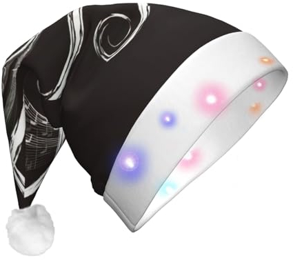 OdDdot Weihnachtsmütze, Musik-Symbole, Liebesdruck, Weihnachtsmütze, Weihnachtsmütze, Weihnachtsmütze für Unisex-Erwachsene, passend für Neujahr, festliche Feiertagsparty