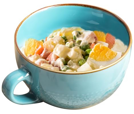 Grande tasse à café en céramique - 700 ml - Bols à céréales avec anse - Grande tasse à thé - Bol à soupe - Bol à salade - Bol pour votre meilleure amie - Cadeau d'anniversaire, de Noël (lac bleu)
