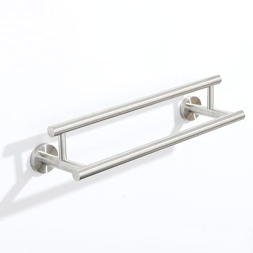 Alise - Portasciugamani doppio nichel spazzolato, 30,5 cm, per bagno, da parete, in acciaio inox SUS304, asciugatura rapida