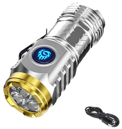 Pisheng Monstruo de Tres Ojos Mini Flash Super Power Linterna de Bolsillo para Lectura Nocturna/Fiesta/Camping/Emergencia/Caza (Plata)