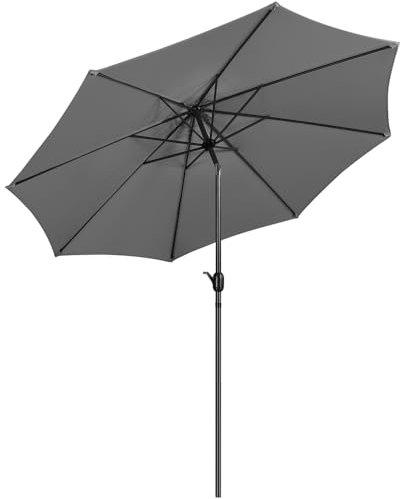 Yaheeetch Sombrillas Terraza Inclinable Parasol para Jardín con Manivela Impermeable Proteccion UV 326x326x249 cm para Patio Junto a Piscina Restaurante y Cafetería Gris