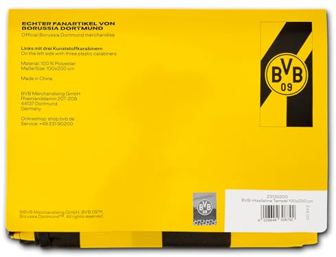 BVB Hissfahne - 50 Jahre Jubiläumsedition für Garten und mehr, 200 x 100 cm, mit Kunststoffkarabinern