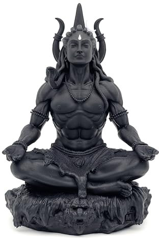 MurtiHome Mahayogi Shiva Murti 8,89 cm Höhe Schwarz 3D Gedruckt UV Harz Hinduistische Religiöse Statue von Adiyogi Shiva für Auto Armaturenbrett Zuhause und Geschenk