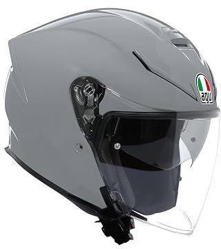 AGV - K5 JET EVO E2206, Casque Moto Jet Unisexe, Casque Moto Ouvert en Fibre de Carbone et Verre, avec Visière Anti-Rayures et Anti-UV, Nardo Grey, XL