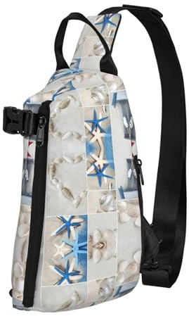 Sling Umhangetasche Seestern Und Leuchtturm Schulterrucksack Unisex Tagesrucksack Kompatibel Sling Tasche Für Travel, Pendeln, Joggen