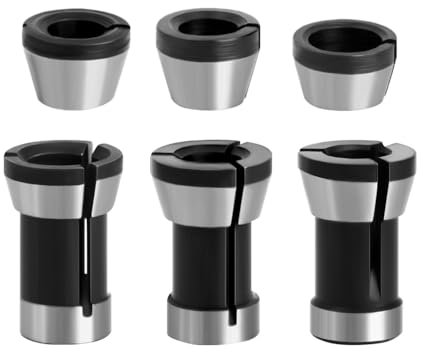 6PCS High Precision Trimmer Collet Adapter 6mm 1/4 8mm Router Bit Collet Chuck Clamping Adapter for Engraving Trimming Machine Electric Router Milling Cutter Accessories
