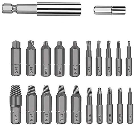 Treki Mini Screw Extractor Drill Bit Set, 22 PCS Small Damaged Screw Extractors Stripped Screws Remover Easy Out Bolt Extractor Screw Remover with Magnetic Extension Bit, Holder and Socket Adapter