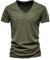 Camiseta para hombre, monocolor, cuello en V, manga corta, informal, elegante, camiseta de manga corta, camiseta deportiva 2024, camiseta deportiva de calle, camiseta para hombre, tiempo libre, Verde