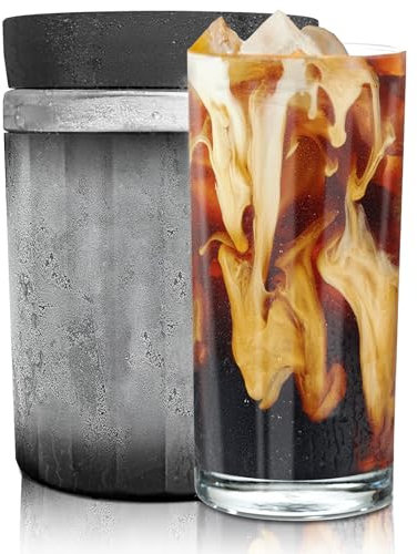 Iced Coffee Maker Wine Chiller - Dimux Instant Beverage Cooler Stainless Steel Can Insulator,Reusable Drink Coffee Chiller for Iced Tea,Wine,Spirits, Alcohol,Juice,15.2 Oz Black