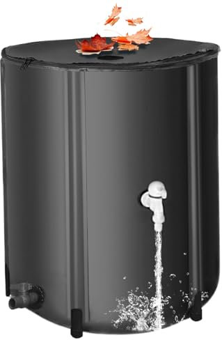 Water Barrels Rain Catcher From Gutter Rain Water Collection Barrel 13 Gallons Rain Barrel UV Resistant Collapsible Rain Barrel with 2 Way Zipper, Tap & Support Rods Rainwater Collection System