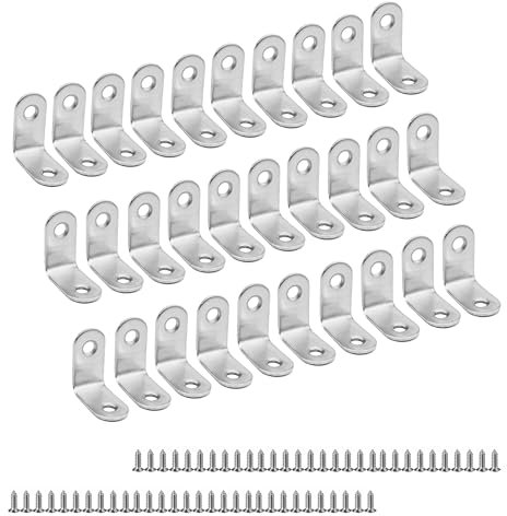 Winkelverbinder Set - 30 Stück 30 × 30mm Edelstahl Winkel Metal mit 60 M4-Schrauben für 90 Grad Fixierung von Möbel, Tisch, Stuhl, Fenster & Eckverbindungen