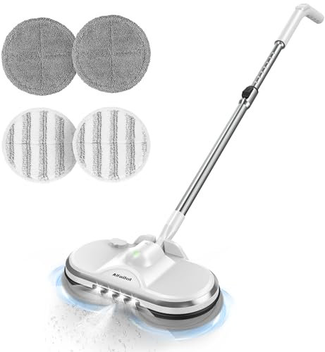 AlfaBot Electric Spin Mop, WS-24 - Cordless, Double Spin Head, LED Headlight, Hardfloor, Wooden Floor, Marble Ceramic Tile Floor