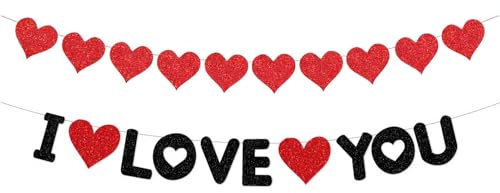 Lovoir Valentinstag Banner Ich liebe dich 2.8 x 7.1 inches Rot