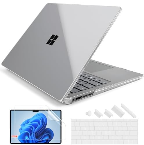 Batianda Premium Crystal Case for Microsoft Surface Laptop 13.8-inch Touchscreen 2024 (7th Edition) Lightweight Durable Scratch-Resistant Easy Install, with Keyboard Cover & Screen Protector, Clear