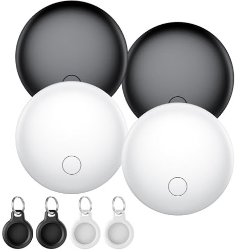 Air Tracker Tag-4 Pack, Item Finder Works with Find My App (iOS Only), Luggage Tracker for bags, Keys, Wallet, Replaceable Batteries Last 1 Year, Loud Beep, Worldwide Tracking, IP67 Waterproof