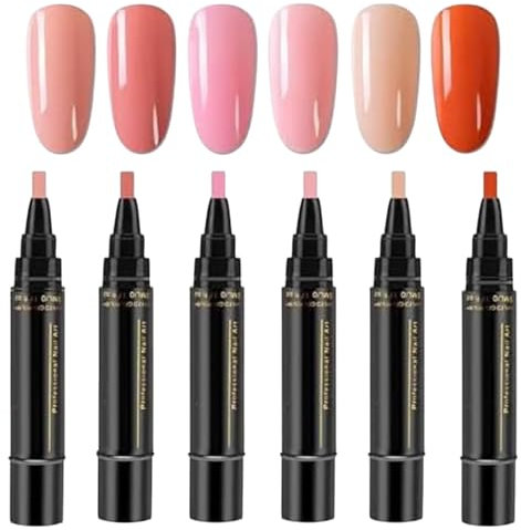 Polishey Nail Polish Pens Uk | 6-PC Nail Varnish Pens | 3 In 1 Gel Nail Polish Pen Set | 36 Color Quick-dry On-e Step Gel Nail Polish | Soak Off DIYS Nail Arts Sets Tools For Women Girls