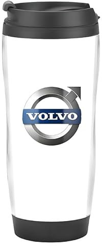 JKVTED Auto Thermobecher für Volvo EC40, Edelstahl Reiseflasche Emblem Kaffeebecher Vakuum auslaufsicher Reisebecher mit Deckel 360°-Trinköffnung,C