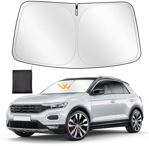 ZATOOTO Parasol para VW T-ROC 2018-2024, Parasol Coche Delantero Plegable, Grueso y Reflectante de Poliéster Bloquea los Rayos UV y Mantiene el Coche Más Fresco