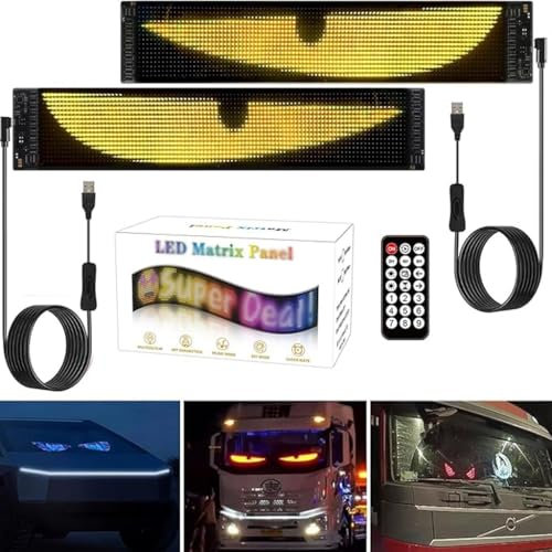 Flexible Panneau Affichage LED, Plaque Lumineuse Camion Personnalisé, Bluetooth Panneau Publicitaire Lumineux Programmable Voiture Plaque Lumineuse Camion(92x374mm)