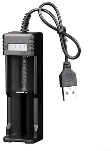 UTTASU Rechargeable Batteries with Charger for 14500 18500 26650 3.7V Batteries Single Dual Slot with Telescopic Spring Intelligent IC for PROTECTION ABS Housing LED Indicator(Single slot)