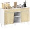 HOMCOM Aparador de 2 Puertas Aparador de Salón con 3 Cajones Estantes Mueble para TV para Dormitorio Sala de Estar 120x39x77 cm Blanco y Natural
