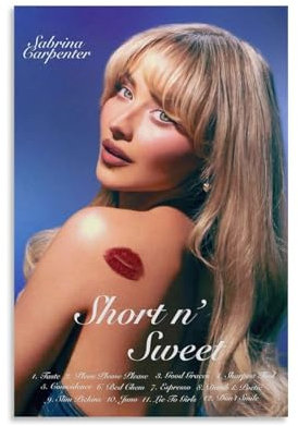 Sabrina Poster, Tischler-Musikalbum, kurz, süß, Retro, Vintage-Cover, Musikposter für Zimmer, ästhetische Leinwand, Wandkunst, Schlafzimmerdekoration, 30 x 45 cm