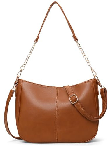 SENDEFN Umhängetasche Damen, Elegante Vintage Crossbody Bag, Kette Umhängetasche Leder Handtasche Shopper Tasche mit Abnehmbarem Schultergurt