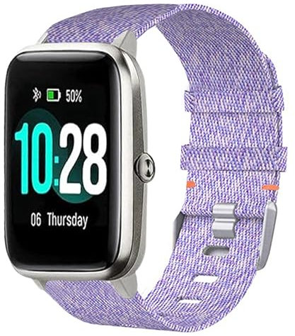 Correa de repuesto para GRV FC1,19 mmBanda de nailon transpirable compatible con Veryfitpro/LETSCOM/Letsfit/LIFEBEE/GRV/Willful/Blackview/TEMINICE/Tensky/VRPEFIT ID208 ID205S ID205G (Morado)