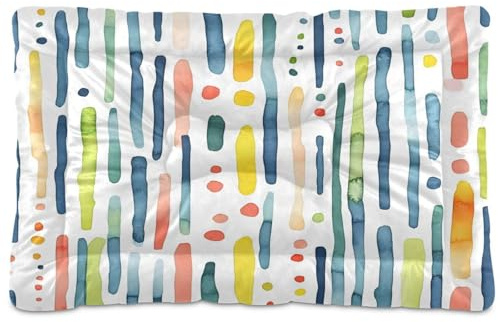 Waassud Dog Bed Mat Watercolor Paint Brush Strokes Thick Non-Slip Chew-Resistant Pet Bed for Dogs Cats Soft Washable Kennel Crate Pad for Floor Sofa Car 18 x 24