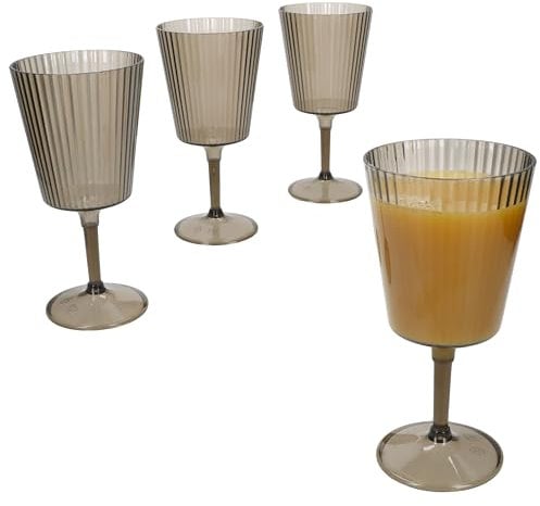 MamboCat Togo 4er Set Kunststoff-Weingläser grau für Camping, Picknick & Outdoor I 350 ml I Gläser mit Stiel I Camping-Geschirr für Wein, Wasser, Saft, Limo & Co