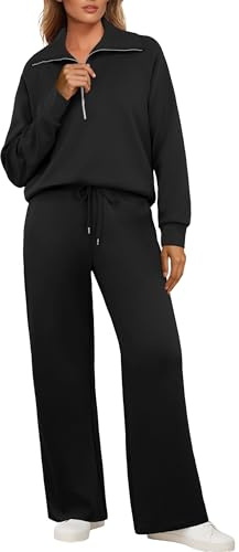 GRECERELLE Tracksuit Womens Full Set Autumn Lounge Wear Sets for Women Activewear Two Piece Outfits Long Sleeve Half Zip Casual Pullover Tops and Jogging Bottoms with Pockets