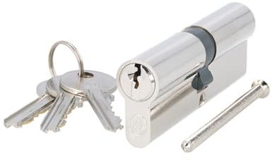 MS Beschläge Profilzylinder Messing vernickelt – Sicherheits-Türzylinder mit 5-Stift-System, inkl. 3 Schlüsseln - Doppelzylinder Schließzylinder Zylinderschloss (verschiedenschließend, 45/45mm)