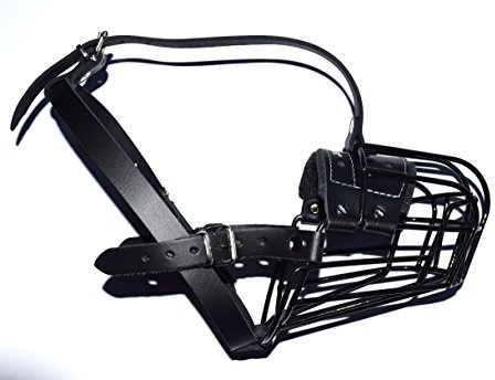 L&J Pets UK Metal Wire Basket Dog Muzzle, Polymer Coated for German Shepherd Labrador Medium Large Dogs, Safe Breathable Cage for Biting Chewing (4, Black/Black)