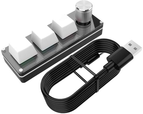 Generisch Macro Keyboard - ABS Material 10cm Size, Programmable Keypad, Multi-Function Knob | Plug-and-Play Design, Game Control Device, Computer Accessory for Office, Home, Study, Work, Travel,