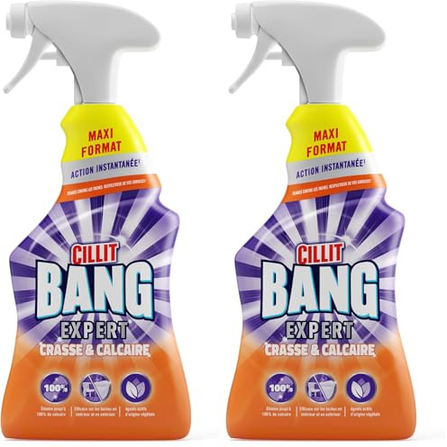 Cillit Bang Pistolet Nettoyant Salle de bain Surpuissant Crasse et Calcaire 1L (Lot de 2)