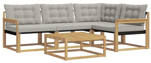 vidaXL Outdoor-Sofagarnitur 5 pcs Weiß und Hellgrau 79 x 79 x 37 cm, Moderne Garten-Sofa-Garnitur, langlebige Möbel, schicker Akazienholz-Sitz, Bequeme Terrassen-Lounge