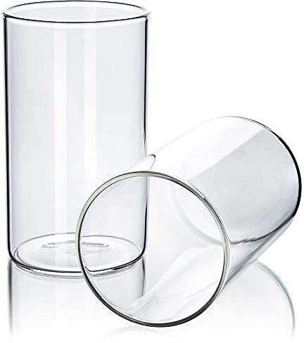 Tuuters 2er Set Windlichtgläser für Drinnen und Draußen aus Borosilikat-Glas – Ideal zum Verzieren (90 x Ø 50 mm, Mit Boden)