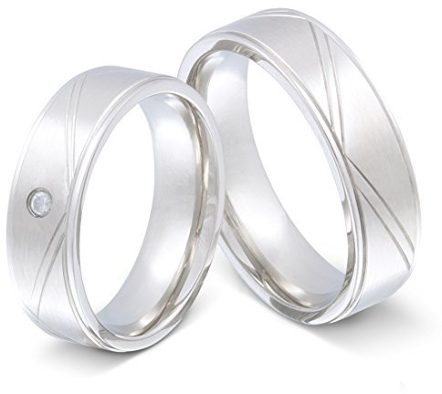 Partnerringe Eheringe Freundschaftsringe - inkl. WUNSCHGRAVUR - Edelstahl Zirkonia 56-62 191HD - mit AMAZON KONFIGURATOR direkt online gestalten !