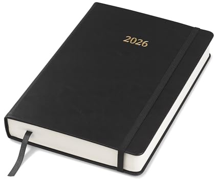 Wykeham's Executive 2026 Daily Journal Planner – UK Public Holidays & Format – Personalisation Available (Black, A5)